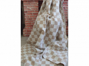 Одеяло байковое 140*205  клетка цв. бежевый (Россия ВВТ)