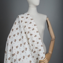 Ткань 12206/D9(4017) Принт Муслин Мишка Бежевый, коричневый,красный ширина 135см