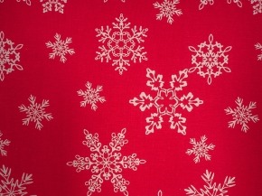 Ткань арт 186055 п/лен отб. наб рис 10-16/1 Кружевные снежинки на красном, ширина 150см