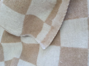 Одеяло байковое 140*205  клетка цв. бежевый (Россия ВВТ)
