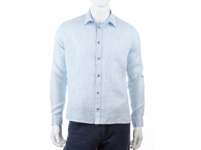 23С188-ШР/039/у 7/152 Сорочка мужская верхняя,  лен-100 цв голубой