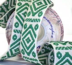 40мм. 90788Б ЛЕНТА ОТДЕЛОЧНАЯ белый с зеленым*61, 40мм (рул.25м)