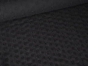 Ткань 7391/D2/C#2 Вышивка Перфорация Цветы черные, ширина 150см