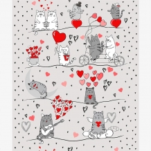 Полотно вафельное набивное грунт арт. 60 рис. 62061/1 Влюбленные коты, 50см