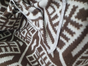 Одеяло байковое 140*205 жаккард "Норвежские узоры" цв. корич  (Россия ВВТ)