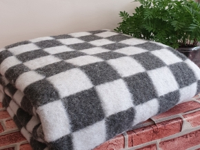 Одеяло 50%  ОПШ-3 Клетка п/шерсть 100*140 сер-бел