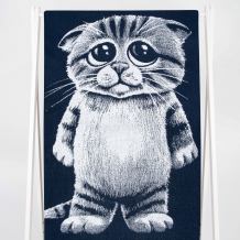 6с102.411ж1 Кот печалька (т.синий2) Полотенце махровое 67х150см