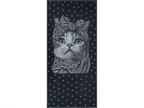 6с102.411ж1 Кошка в горошек(антрацит) Полотенце махровое 67х150см