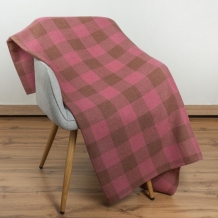 25СП195С-ДЯ Плед п/ш декоративный 140*205 "Клетка" цв. розовый с коричневым (5-7)