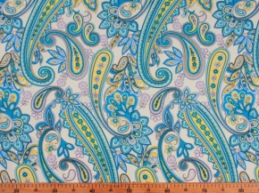 Ткань бельевая арт 175448 п/лен отб. набивной рис 4043/3 Огурцы голубой, ширина 150см
