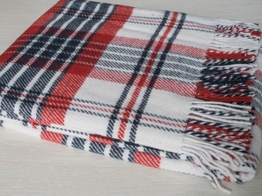 Плед 50% шерсть 170*210 "Метро" цв. бел-красн-т.син