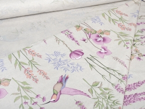 Ткань арт 23-20К п/лен кислованный лен 30 хл.70 пл.140г рис. Колибри, 220см