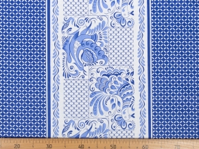 Ткань бельевая арт.17с-1ЯК п/лен набивной лен 30 хл.70 пл.145г рис. Гжель на белом, 150см