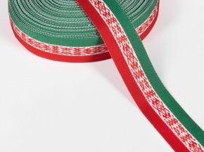 25мм. 91563/25 ЛЕНТА СУВЕНИРНАЯ красн, бел, зелен*1893, 25мм (рул.25м)