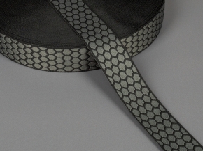 40мм. 90815 ЛЕНТА ОТДЕЛОЧНАЯ ЖАККАРДОВАЯ серый с черным*3173, 40мм (рул.25м)