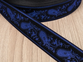 33мм. 4С508Ч-Г50 (рис.1407) ЛЕНТА ОТДЕЛОЧНАЯ черный с яр-василек 33мм (рул.50м)