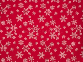 Ткань арт 186055 п/лен отб. наб рис 10-16/1 Кружевные снежинки на красном, ширина 150см
