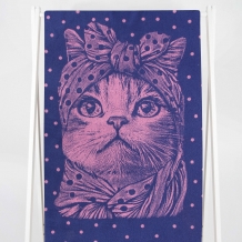 6с102.411ж1 Кошка в горошек(пурпурн3) Полотенце махровое 67х150см