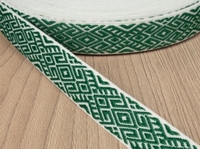 22мм. 9482 ЛЕНТА ОТДЕЛОЧНАЯ ЖАККАРД белый с зеленым 22мм (рул.25м)