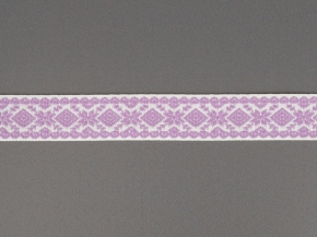 23мм. 9990 ЛЕНТА ОТДЕЛОЧНАЯ ЖАККАРД белый с сиреневым*3107, 23мм (рул.50м)