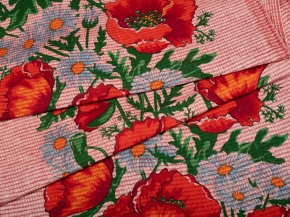 Ткань полотенечная хоз. арт.4С-49ЯК ширина 50см лен 50%, хлопок 50%, пл.220г рис Маки на бордо