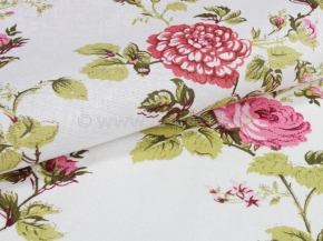 Ткань бельевая 17с-1ЯК п/лен набивной рис. Роза прованс на белом, 150см