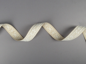 25мм. 91589/25 ЛЕНТА ОТДЕЛОЧНАЯ ЖАККАРД белый с льняным*1875, 25мм (рул.50м)