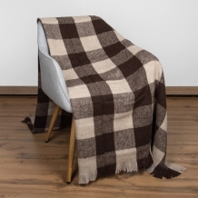 Плед п/шерсть 50% ОП-400 140*200 клетка цв. шоколад (Россия, Суконная Фабрика)