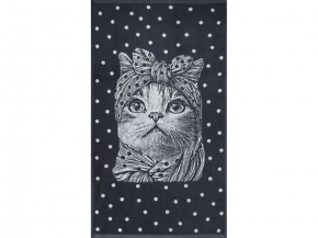 6с103.412ж1 Кошка в горошек(антрацит) Полотенце махровое 50х90см