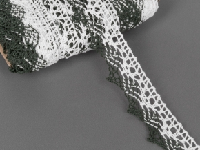 К-024-122-2/6 Кружево 24мм, белый/зеленый