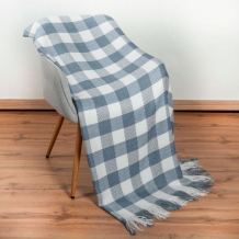 26СП193С-ДЯ Плед п/ш декоративный в/рул 150*220 "Клеточка" цв.бел. гол (2-3)