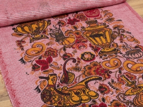 Ткань полотенечная хоз. арт.4С-49ЯК ширина 50см лен 50%, хлопок 50%, пл.220г рис Маки на бордо