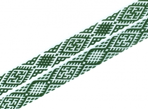 18мм. 91664/18 ЛЕНТА ОТДЕЛОЧНАЯ ЖАККАРД тем-зел.с белым*3092, 18мм (рул.25м)