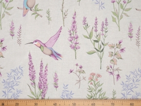 Ткань арт 23-20К п/лен кислованный лен 30 хл.70 пл.140г рис. Колибри, 220см