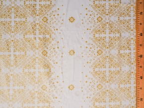Ткань набивная Глосс-сатин рис.XG(2036) WHITE, золотое напыление, ширина 220см
