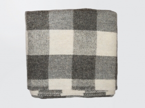 Плед п/шерсть 50% ОП-400 140*200 клетка цв. серый (Россия, Суконная Фабрика)