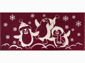 6с102.411ж1 Пингвины(кр.дерево1) Полотенце махровое 67х150см
