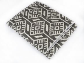 Одеяло п/шерсть 70% 170*205  жаккард  "Норвежские узоры" цв.черный (Россия ВВТ)