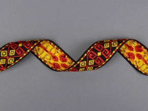 26мм. 91618/26 ЛЕНТА ОТДЕЛОЧНАЯ ЖАККАРДОВАЯ черн.красн.желт*2455, 26мм (рул.25м)