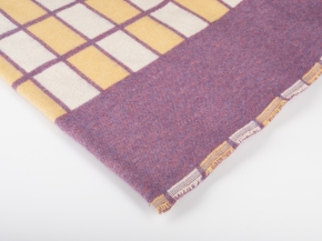 Одеяло байковое 80% 140*205  клетка цв. бело-пес-фиолет  (ВВТ)