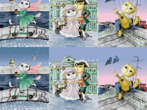 Рогожка набивная Променад  рис. 13393/1, 150см