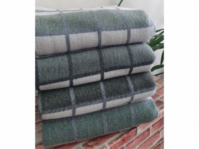 Одеяло п/шерсть 50% Клетка 140*205 ОПШ-2 цв бел.сер.-зел (Россия ВВТ)