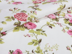 Ткань бельевая 17с-1ЯК п/лен набивной рис. Роза прованс на белом, 150см