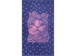 6с103.412ж1 Кошка в горошек(пурпурн3) Полотенце махровое 50х90см