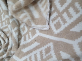 Одеяло байковое 140*205 жаккард "Норвежские узоры" цв. беж (Россия ВВТ)