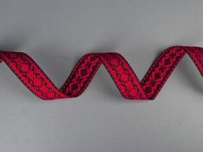 23мм. 9990 ЛЕНТА ОТДЕЛОЧНАЯ ЖАККАРД черный с красным*35, 23мм (рул.50м)