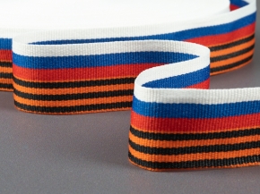 26С4065-Г50 (рис.91778/25) ЛЕНТА Георгиевская с флагом РФ, 25мм (рул50м)