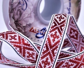 20мм. 2С297-Г50 (рис.3698) ЛЕНТА ОТДЕЛОЧНАЯ бел,красн,черн*1109, 20мм (рул.25м)