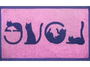 1с105.413ж1 LOVE-кот(пурпурн3) Полотенце махровое 50х30 см
