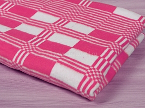 Одеяло байковое 170*205 клетка цв. розовый